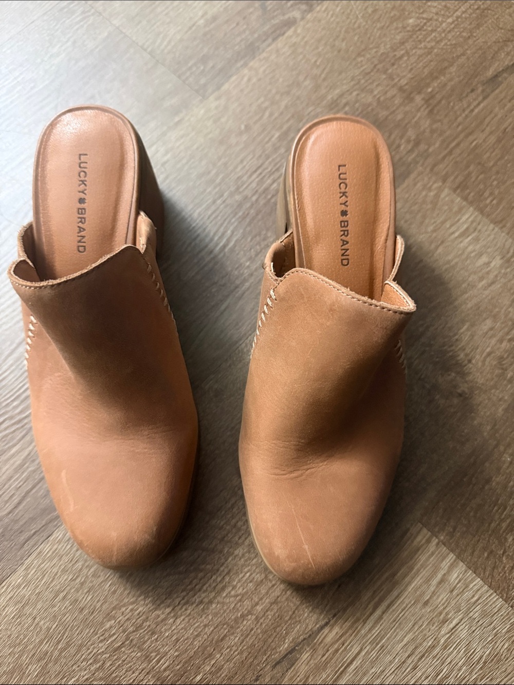 Lucky Brand Cognac Leather Mule Clogs 8.5 - Picture 2 of 7